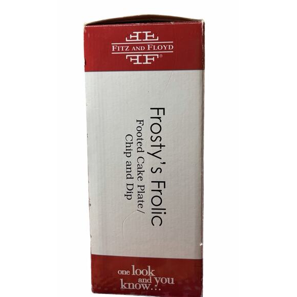 2011 Fitz And Floyd Christmas Frosty's Frolic Footed Cake Plate Chip Dip Snowman - Picture 7 of 7